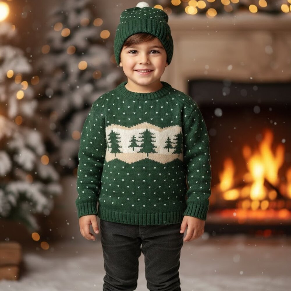 Vintage GOOD LAD OF PHILADELPHIA CHRISTMAS TREE SWEATER & HAT SET HOLIDAY XMAS